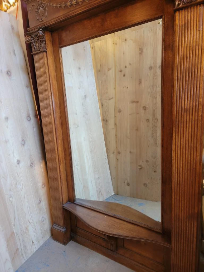 Antique Traditional Fully Restored 19th Hand Carved Ornate Chicago Large Full-Wall Hall Mirror