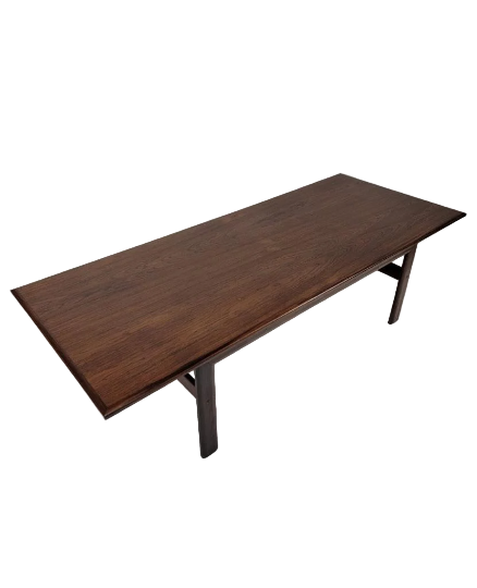 Mid Century Danish Rosewood Rectangular Surfboard Style Coffee Table