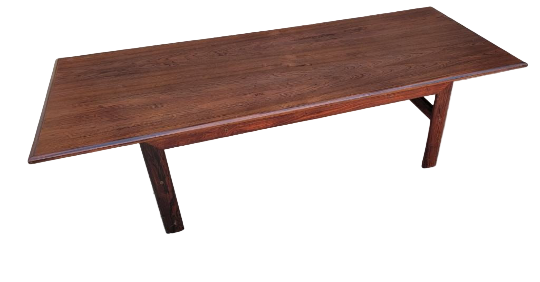 Mid Century Danish Rosewood Rectangular Surfboard Style Coffee Table