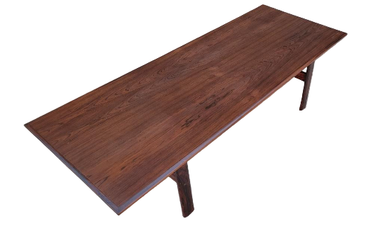 Mid Century Danish Rosewood Rectangular Surfboard Style Coffee Table