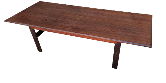 Mid Century Danish Rosewood Rectangular Surfboard Style Coffee Table