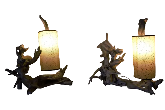 MCM Driftwood Table Lamp - Set of 2