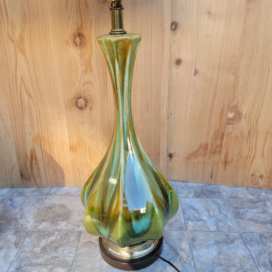 Vintage Retro Green Table Lamp - Pair