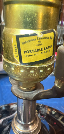 Vintage Mid Century Modern Cork and Chrome Table Lamp