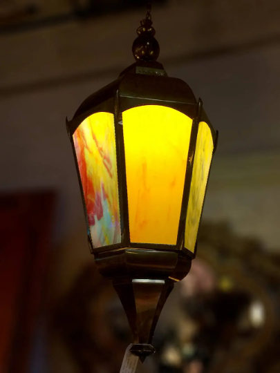 Vintage Moroccan Multicolor Lantern Pendant Lights - Pair