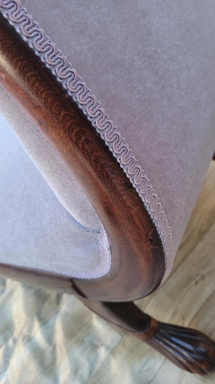 Antique American Empire Style Tufted Back Settee Newly Reupholstered
