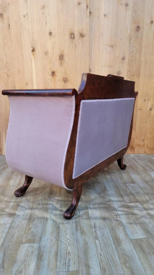Antique American Empire Style Tufted Back Settee Newly Reupholstered