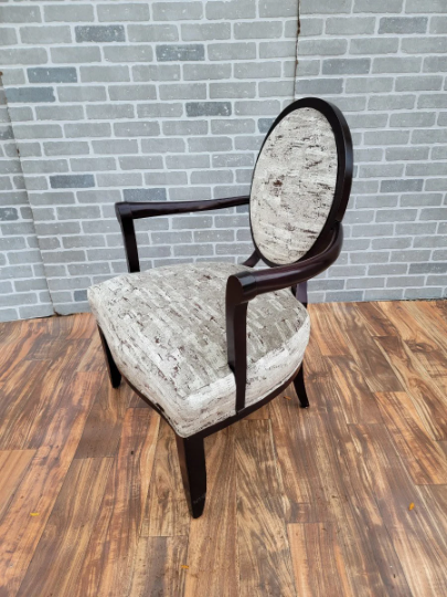 Vintage Barbara Barry Oval Back X-Frame Armchair for Baker Newly Upholstered
