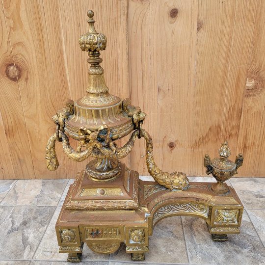 Antique French Gilt Bronze Ormolu Andirons/Chenets - Pair