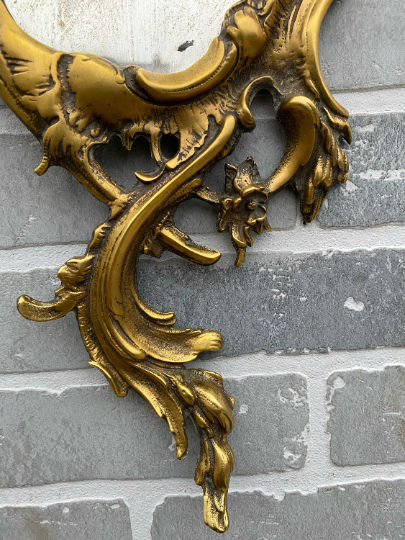 Antique Rococo Figural Bronze Wall Mirror