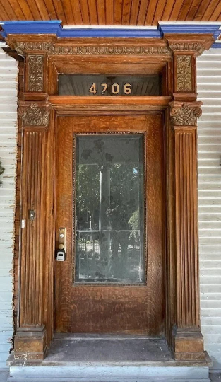 Antique Monumental Salvaged Carved Entrance Door