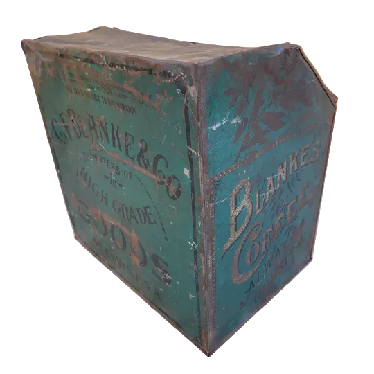Antique C.F. Blanke Tea and Coffee Company Exposition Brand Tin Bin
