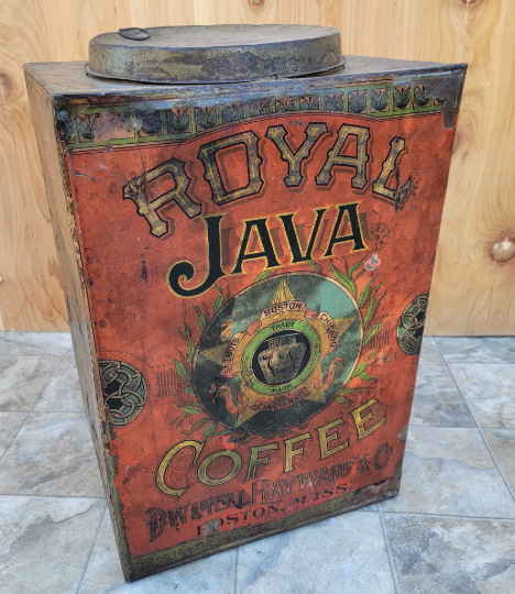 Antique Dwinell Hayward & Co Royal Java Large Metal Tin