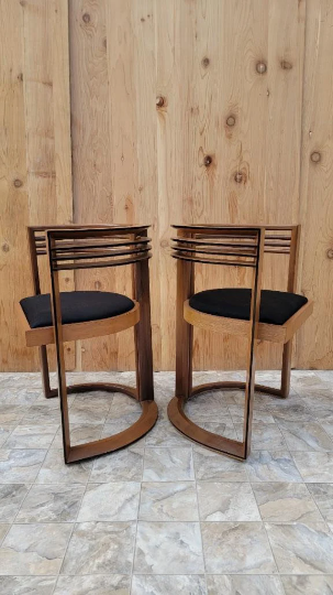 Mid Century Modern Sculptural Slotted Curved Back Chairs and Table Set by Joe Agati