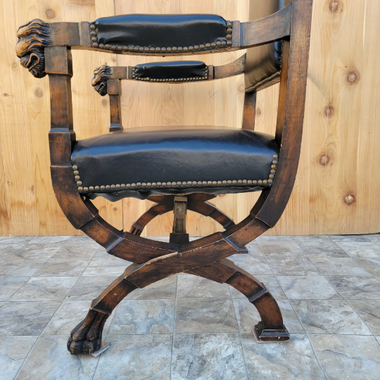 Antique Jacobean Style Lion Head Side Chair