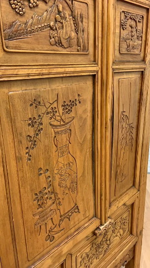 Vintage Chinese Pierced Screen Scholars Cabinet