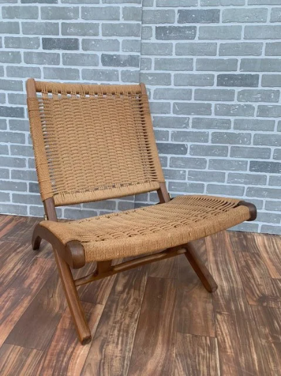 Mid Century Modern Hans Wegner Style Walnut Folding Chair