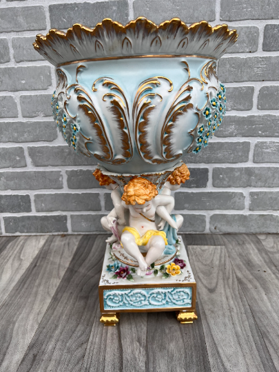Antique Karl Richard Klemm Style Porcelain Pedestal Centerpiece