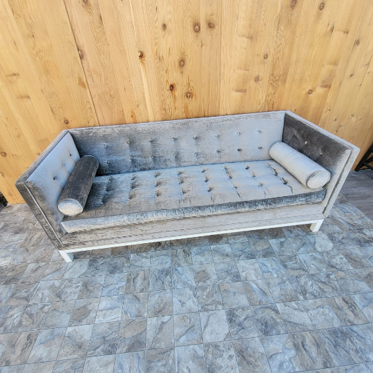 Lampert Charcoal Tufted Velvet Sofa by Jonathan Adler
