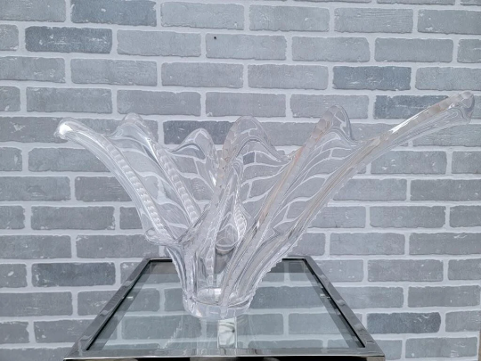 Vintage Mid Century French Cofrac Art Verrier Large Free Form Crystal Centerpiece