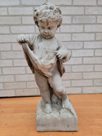 Vintage Putti Cherub Cement/Concrete Garden Statue