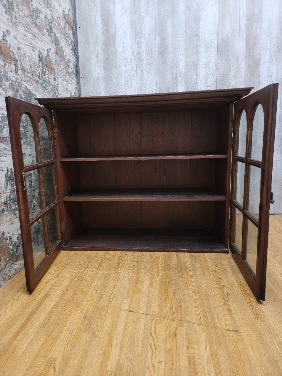 Antique Thai British Colonial Teak and Glass Display Cabinet/Bookcase