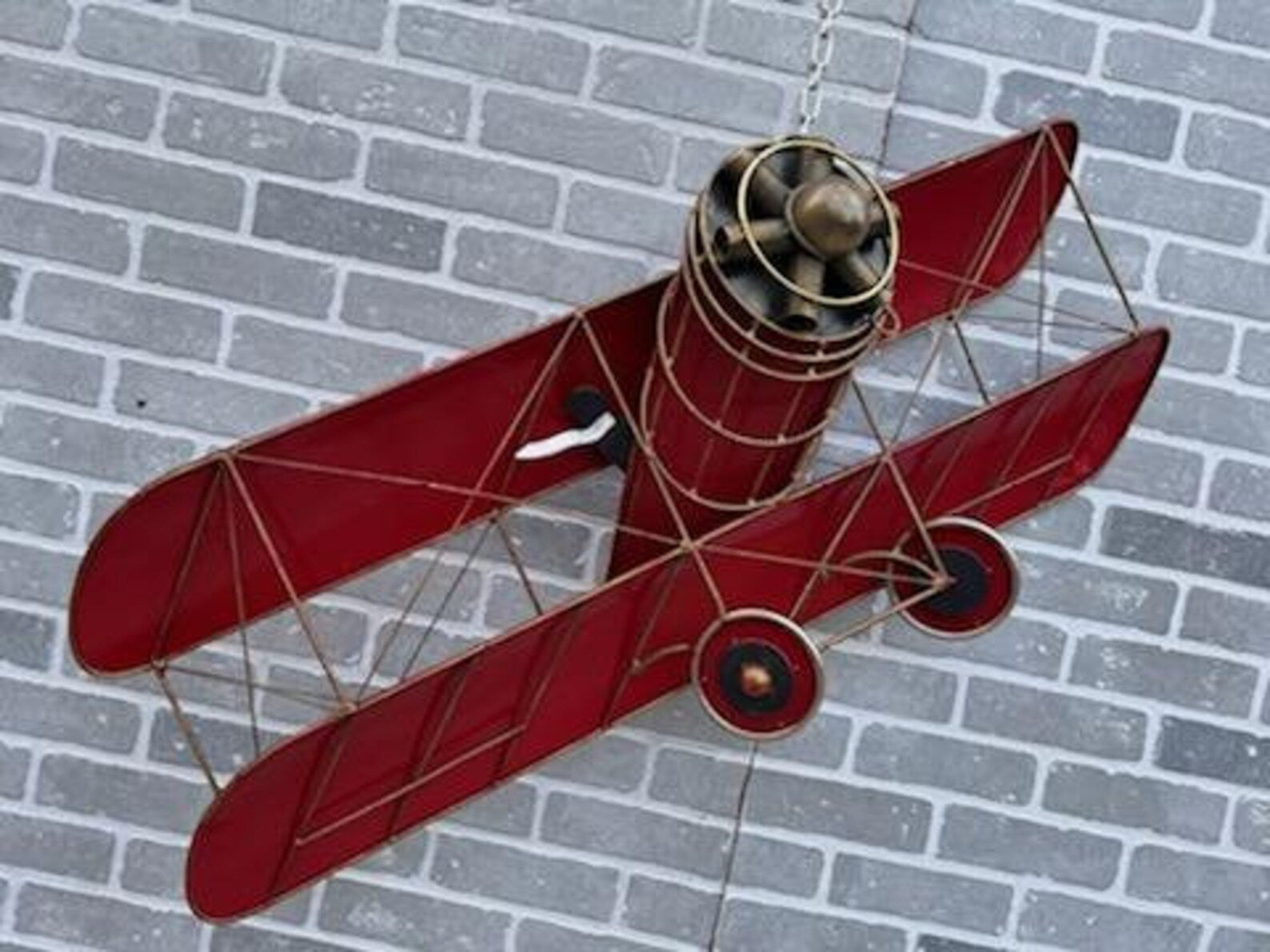 Mid Century Modern Red Enamel Biplane Metal Wall Sculpture by Curtis Jere