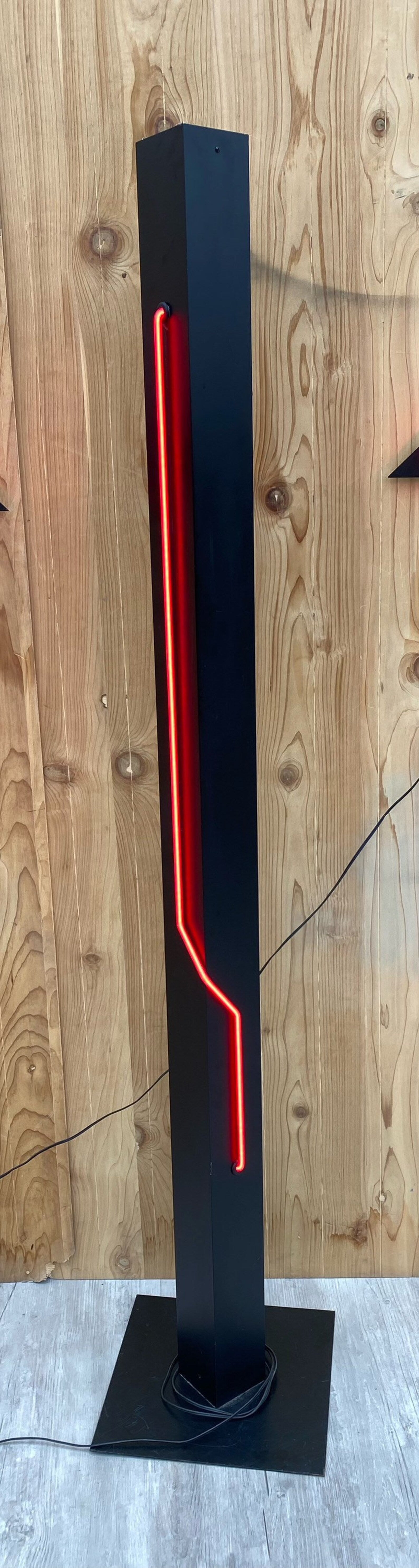 Postmodern Rudi Stern Sculpture & Torchiere Lamp “Let There Be Neon”