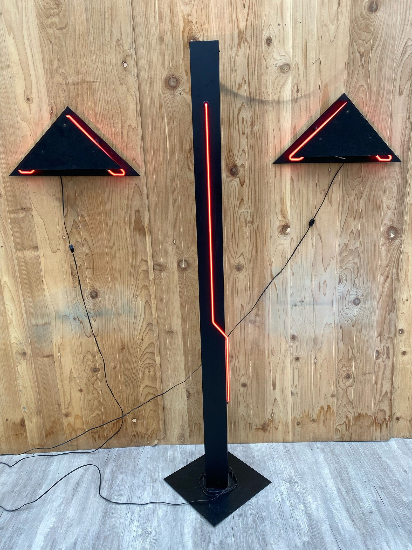 Postmodern Rudi Stern Sculpture & Torchiere Lamp “Let There Be Neon”
