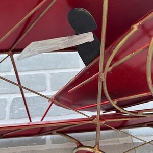 Mid Century Modern Red Enamel Biplane Metal Wall Sculpture by Curtis Jere