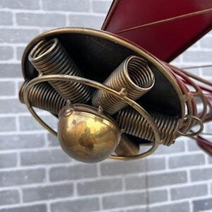Mid Century Modern Red Enamel Biplane Metal Wall Sculpture by Curtis Jere