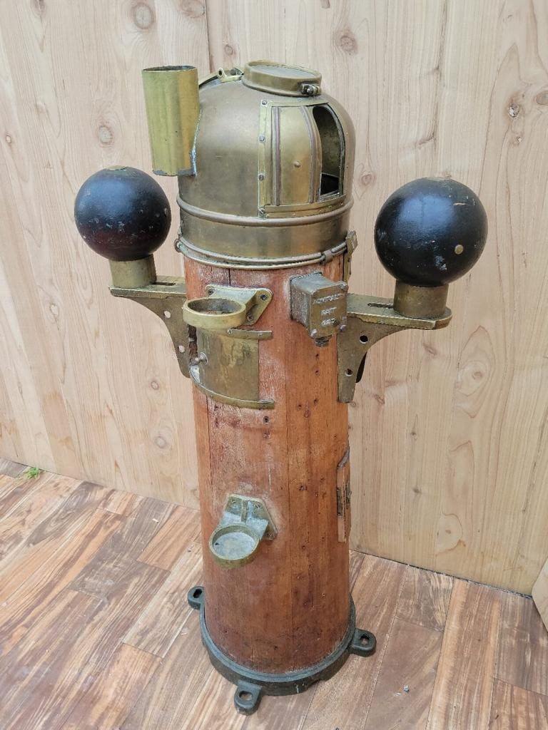 Antique Davies & Co Shopfitters Patt. 196 Yacht Binnacle and Compass