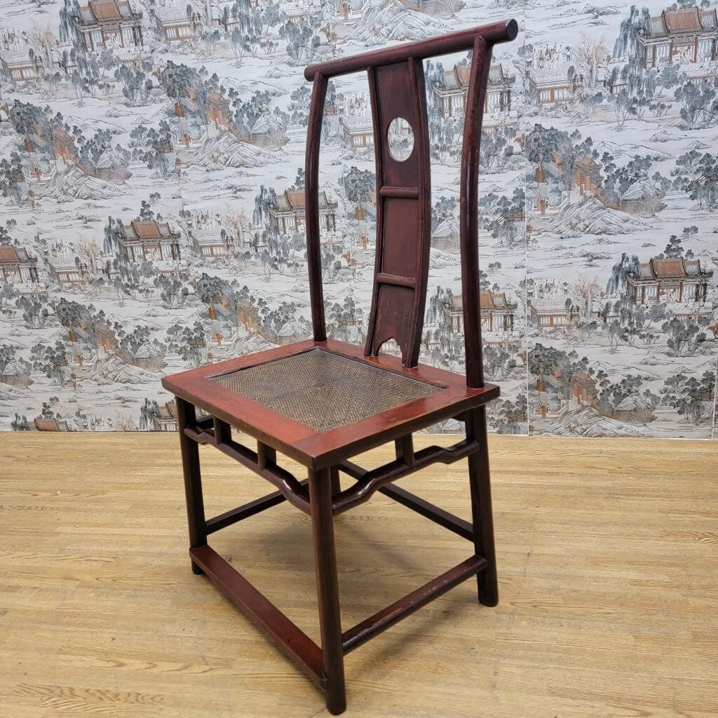 Antique Shanxi Province Red Lacquered Elm Side Chairs - Set of 3