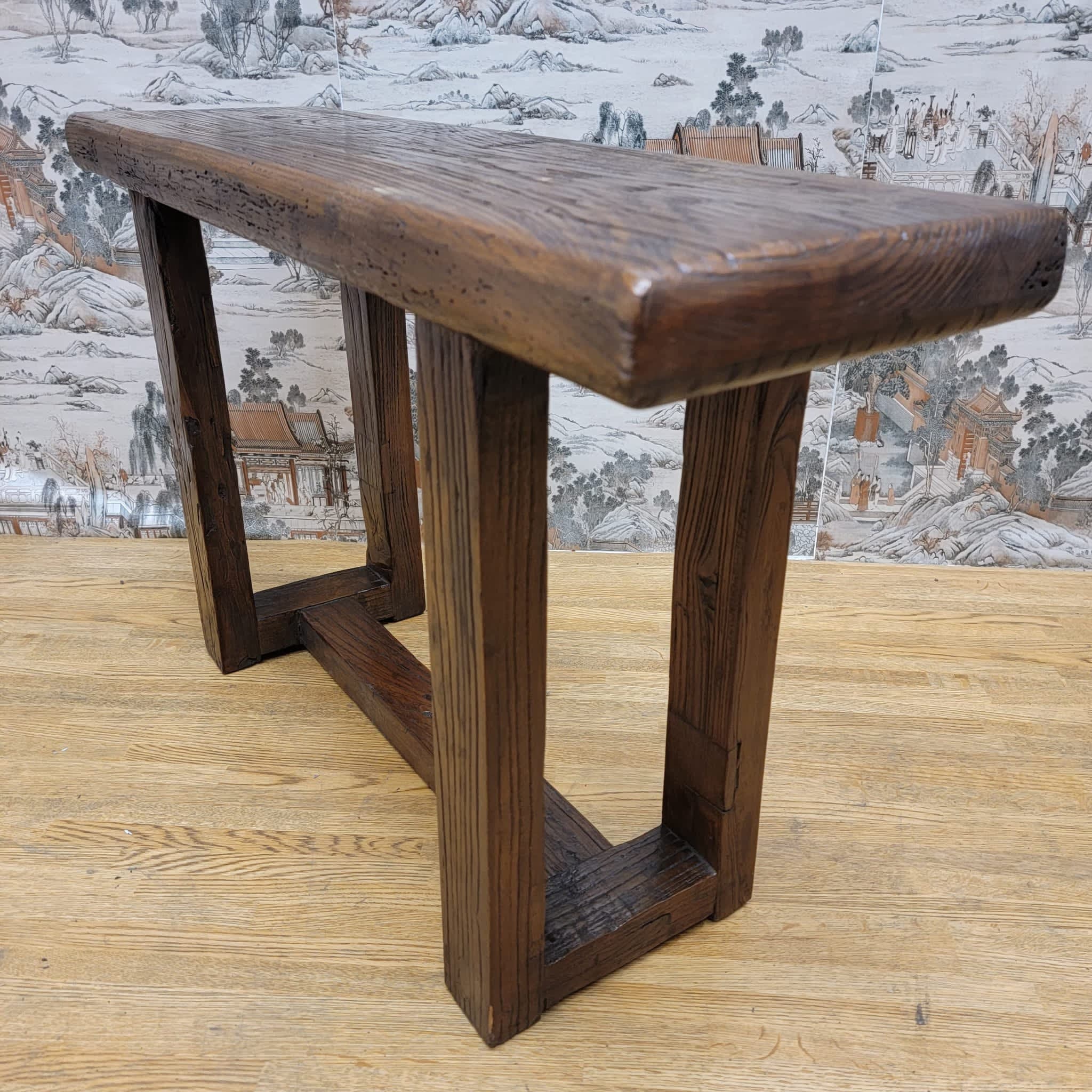 Antique Shanxi Province Natural Color and Patina Elm Seat / Bench