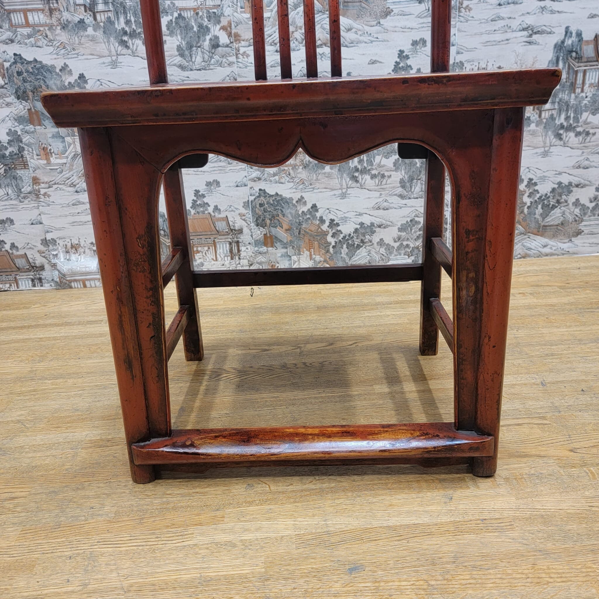 Antique Shanxi Province Red Lacquer Elm Side / Dining Chair