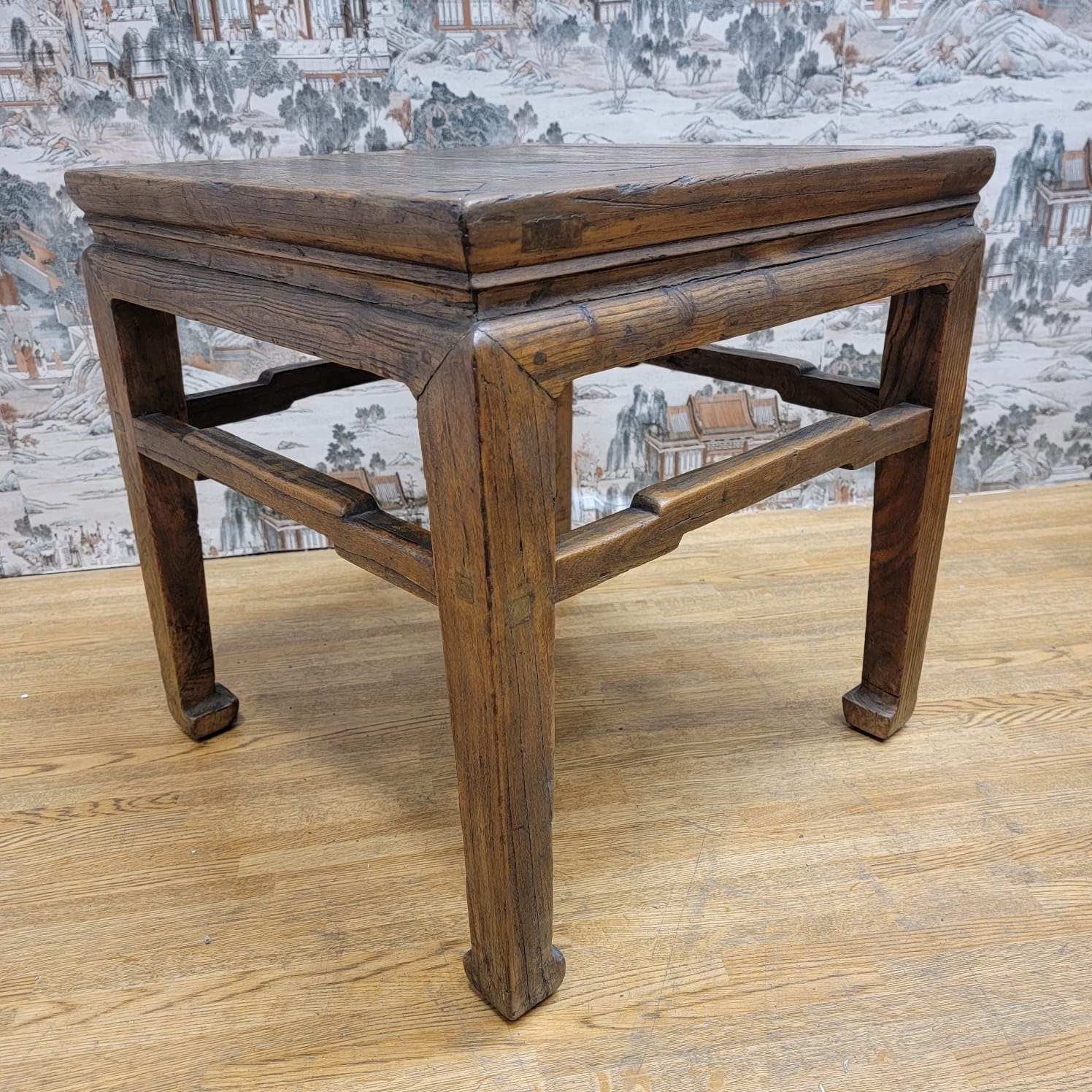 Antique Shanxi Province Elm Natural Patina Square Side Table