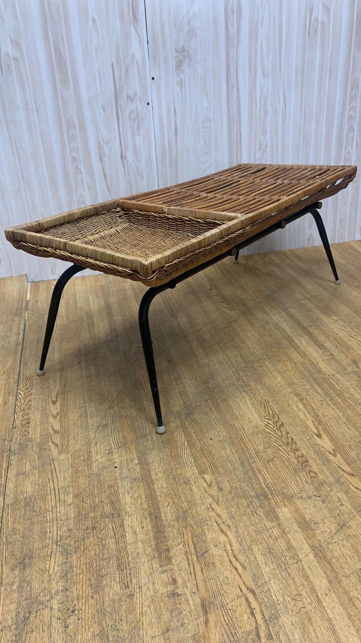 Vintage Modern Wicker Basket Cocktail Coffee Table by Troy Sunshade Co.