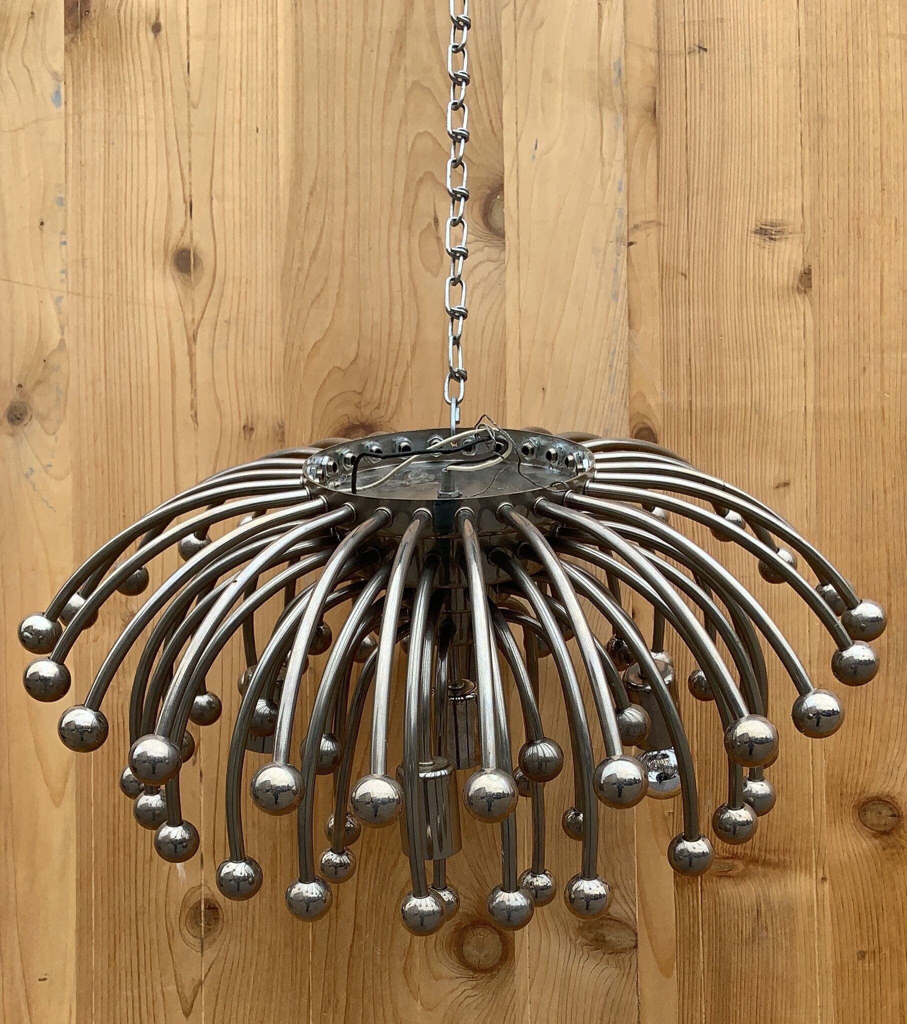 Vintage Mid Century Modern 5 Light Flush Mount Chandelier Lamp