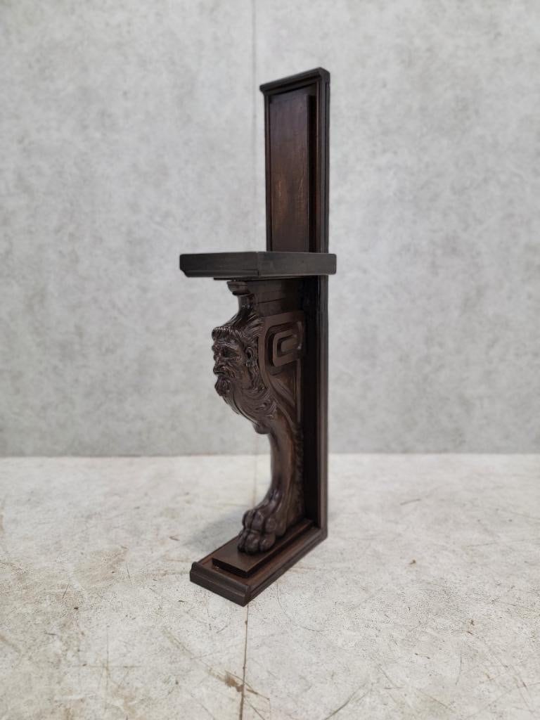 Antique Italian Rococo Figural Carved Oak Architectural Element/Side-Table, Drink/Smoke Stand