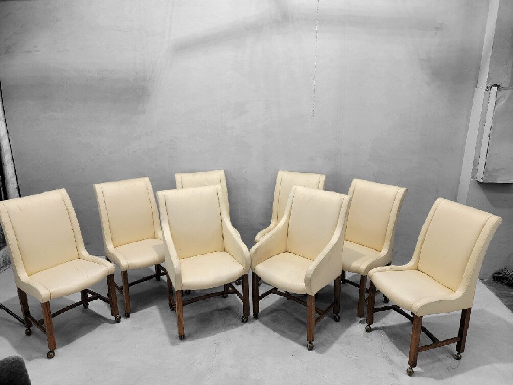 Vintage Art Deco Dining Chairs on Casters by Baker Furniture Company - Set of 8