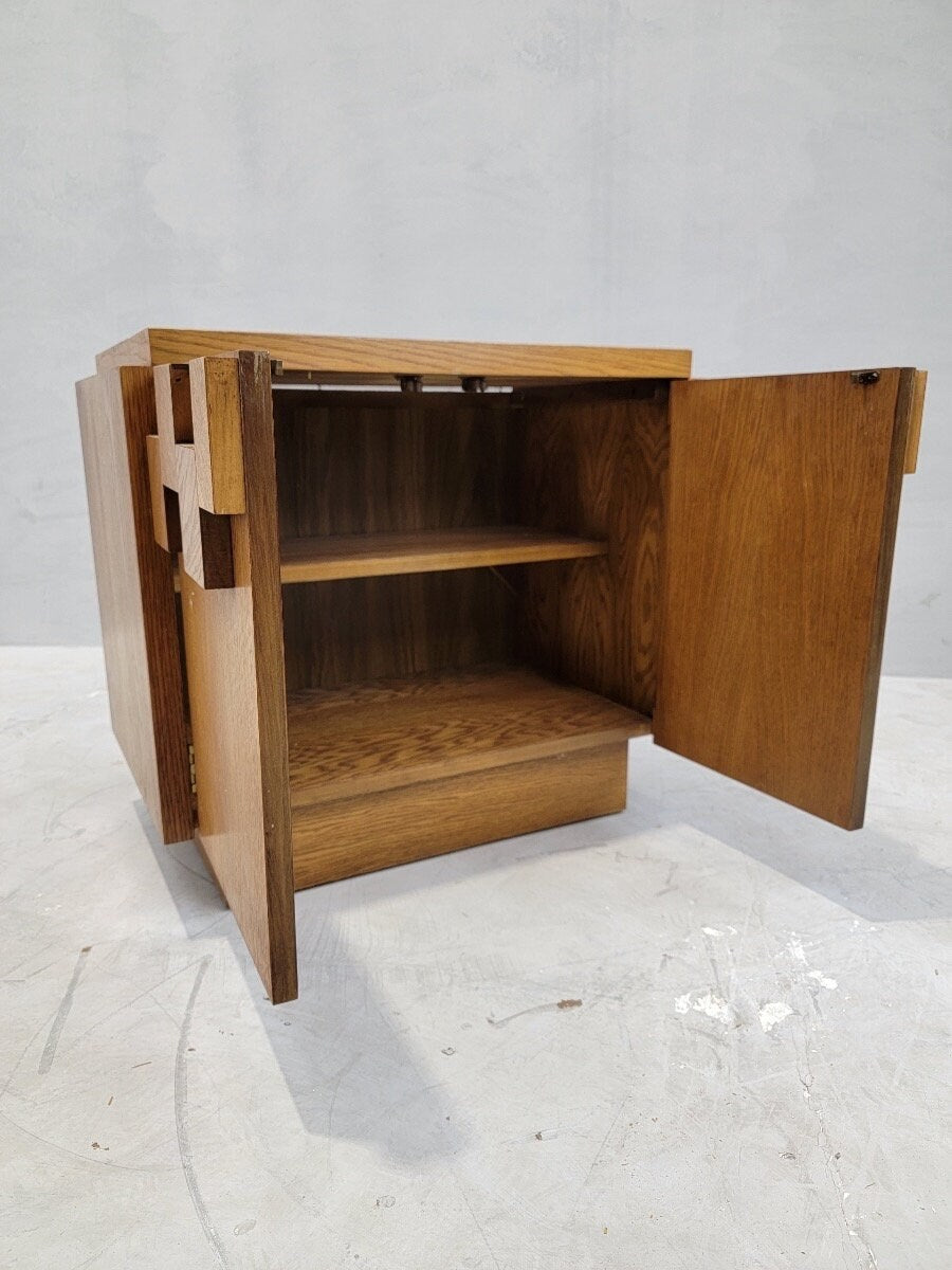 Mid Century Modern Paul Evans Style Brutalist Nightstand Side Table by Lane Furniture Co.