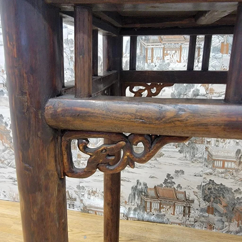 Antique Shanxi Province Elmwood Altar Carved Console Table