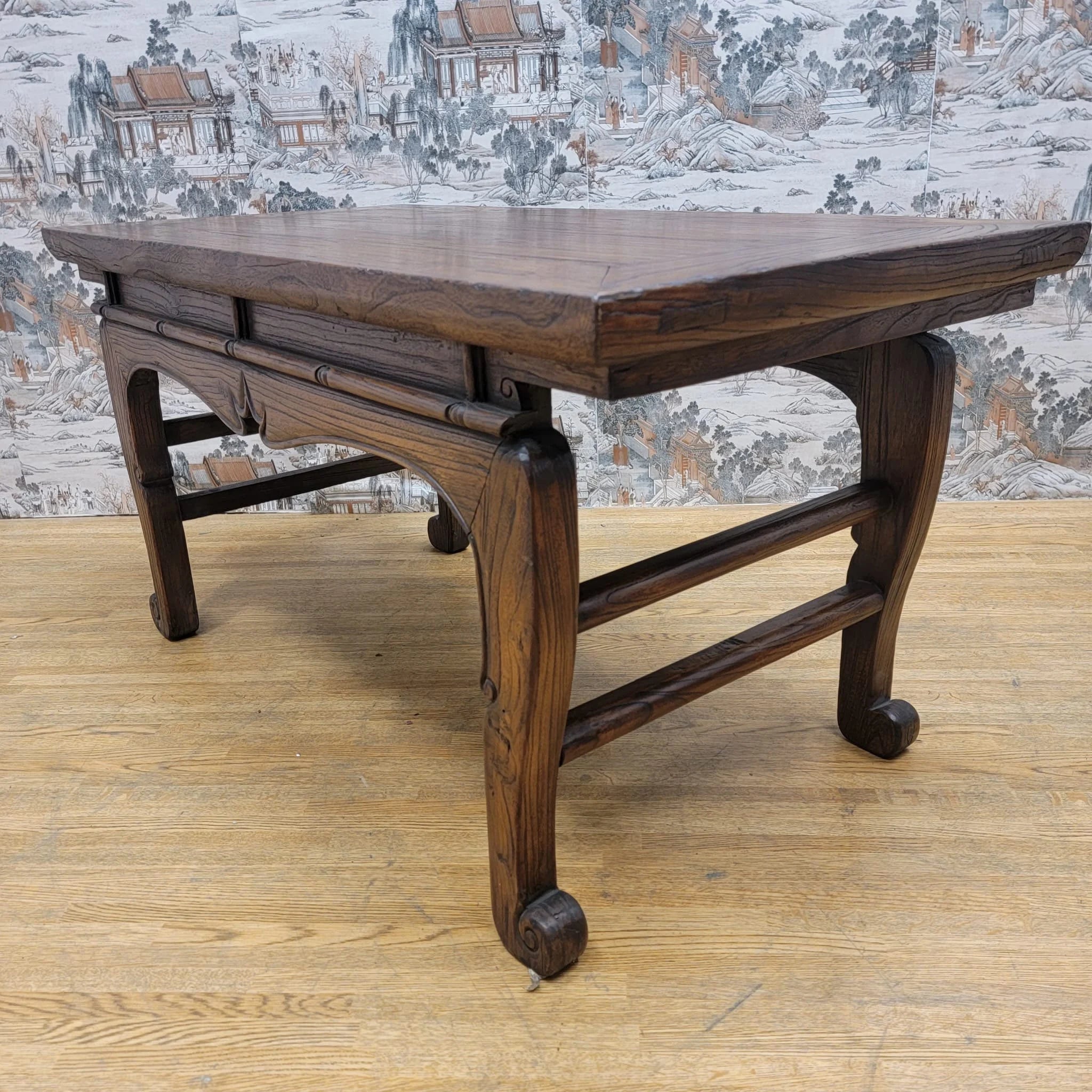 Antique Chinese Elm Coffee Table with Original Color and Patina