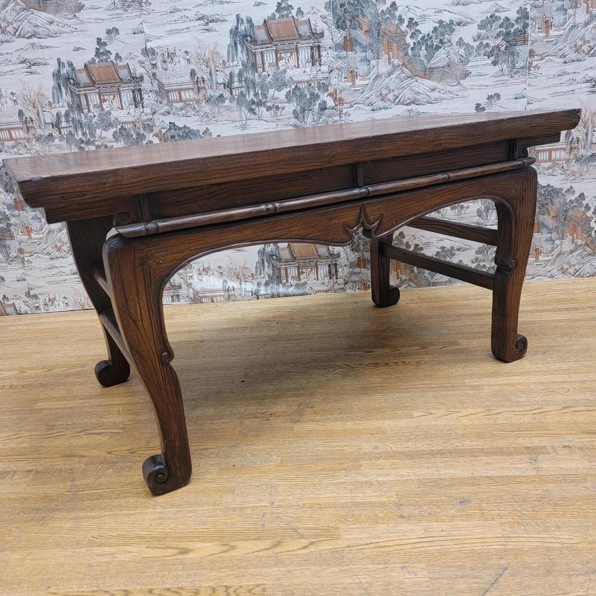 Antique Chinese Elm Coffee Table with Original Color and Patina