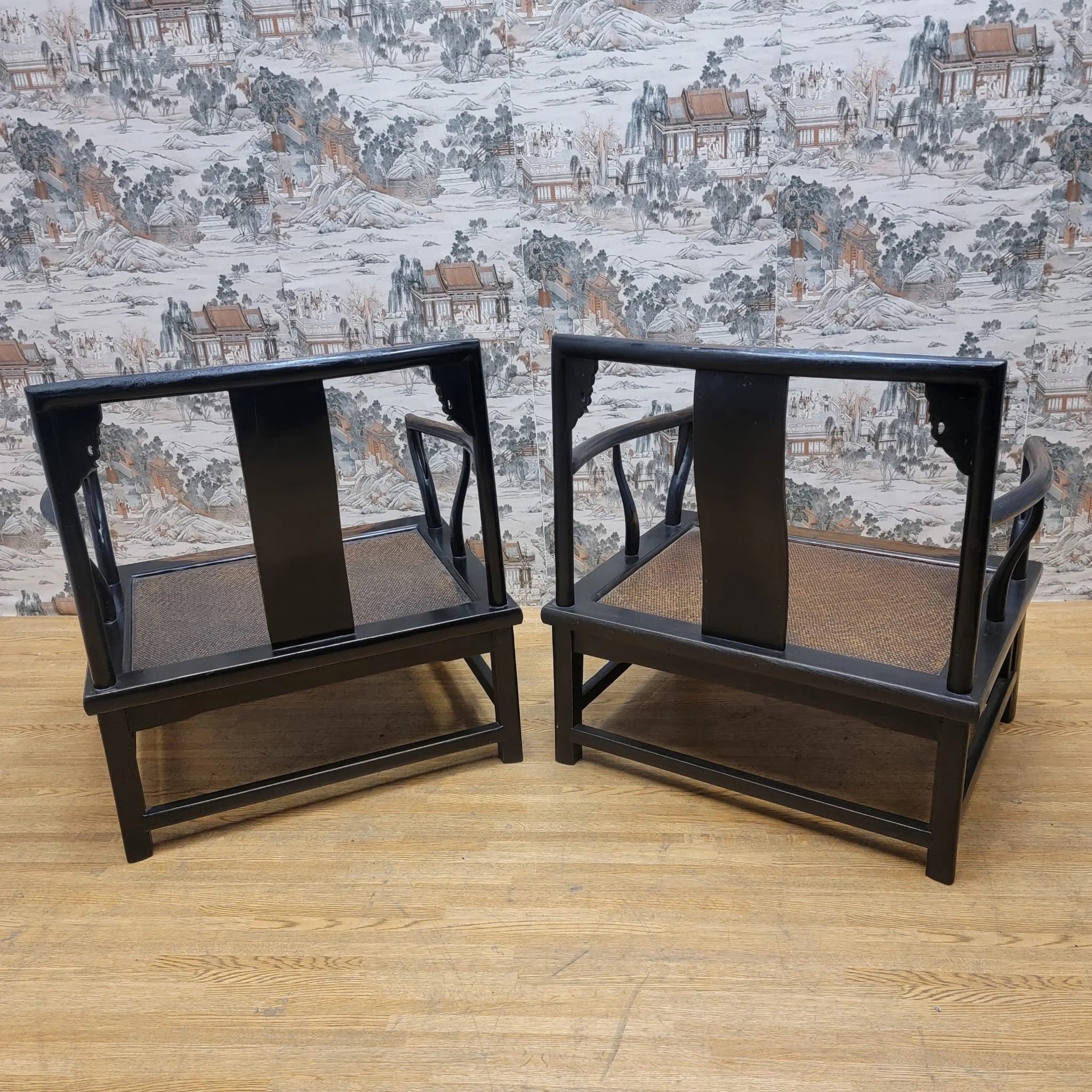 Antique Chinese Elmwood Low Chairs - Pair