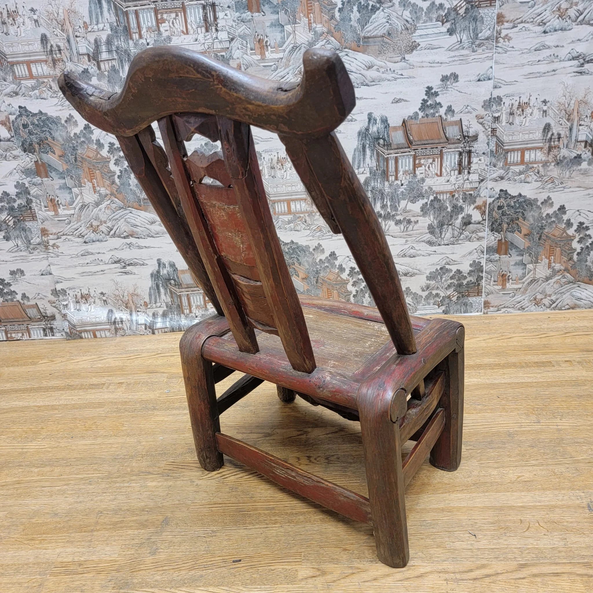 Antique Shanxi Province Hand Carved Elm Child Chair