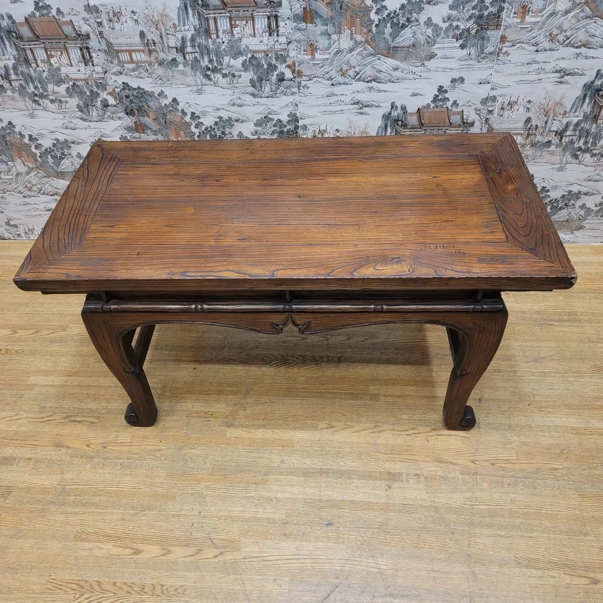 Antique Chinese Elm Coffee Table with Original Color and Patina