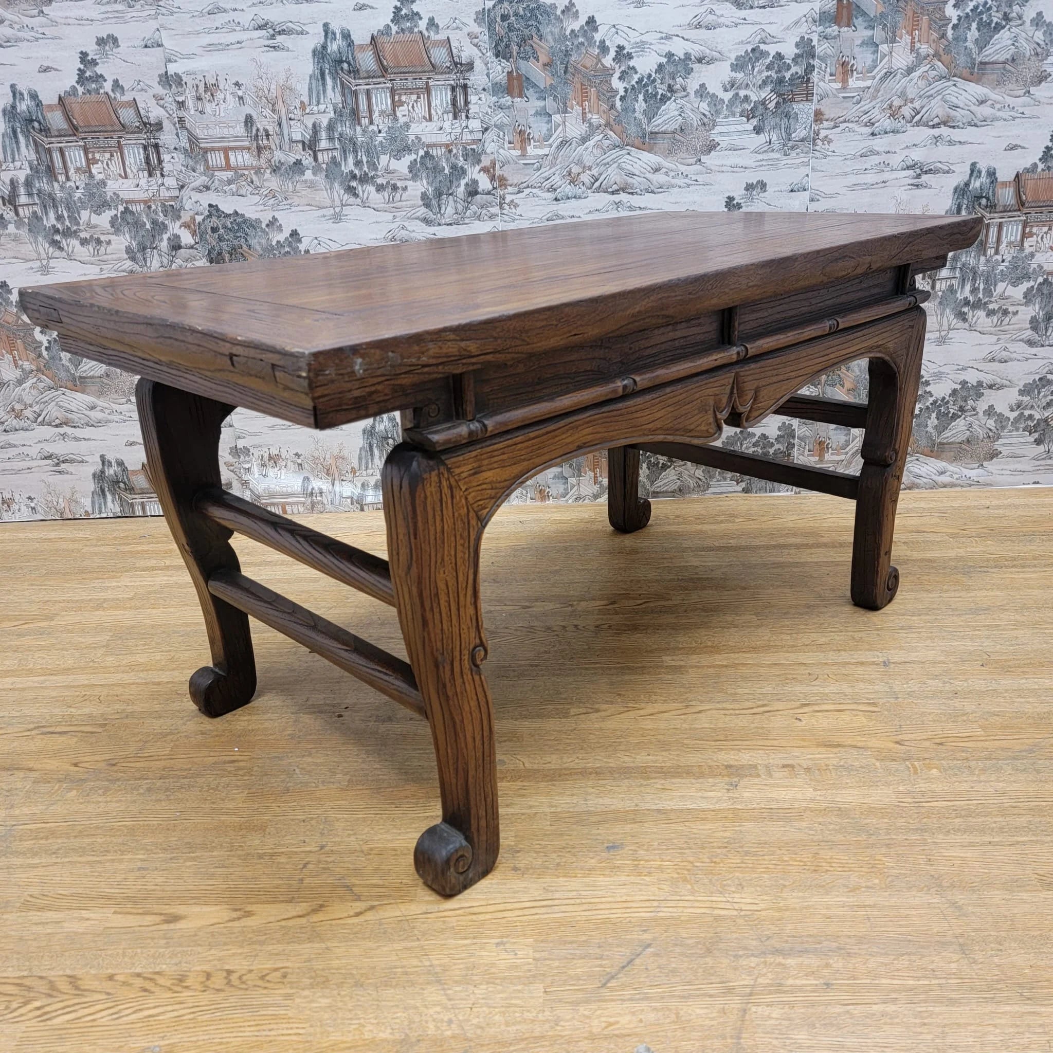 Antique Chinese Elm Coffee Table with Original Color and Patina