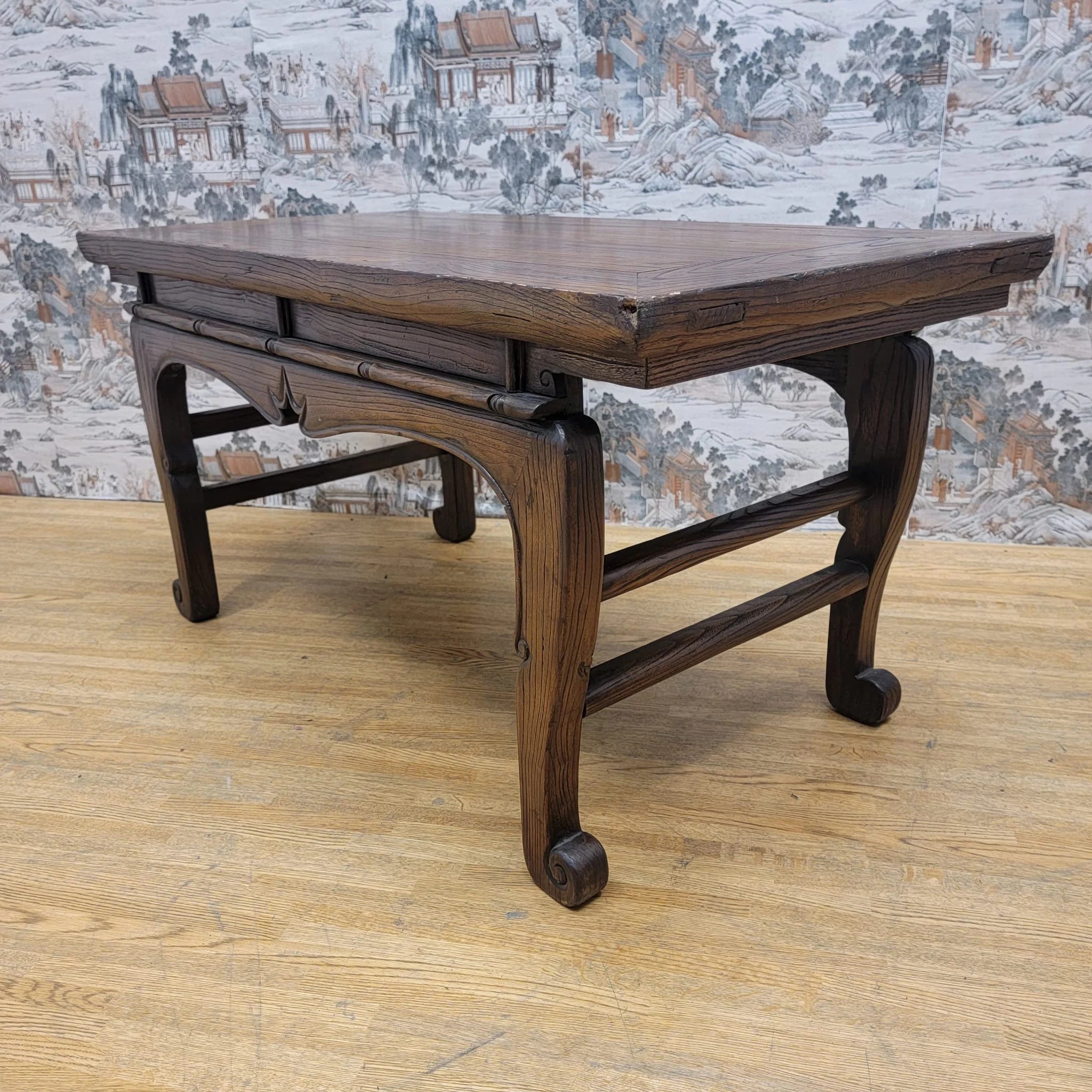 Antique Chinese Elm Coffee Table with Original Color and Patina