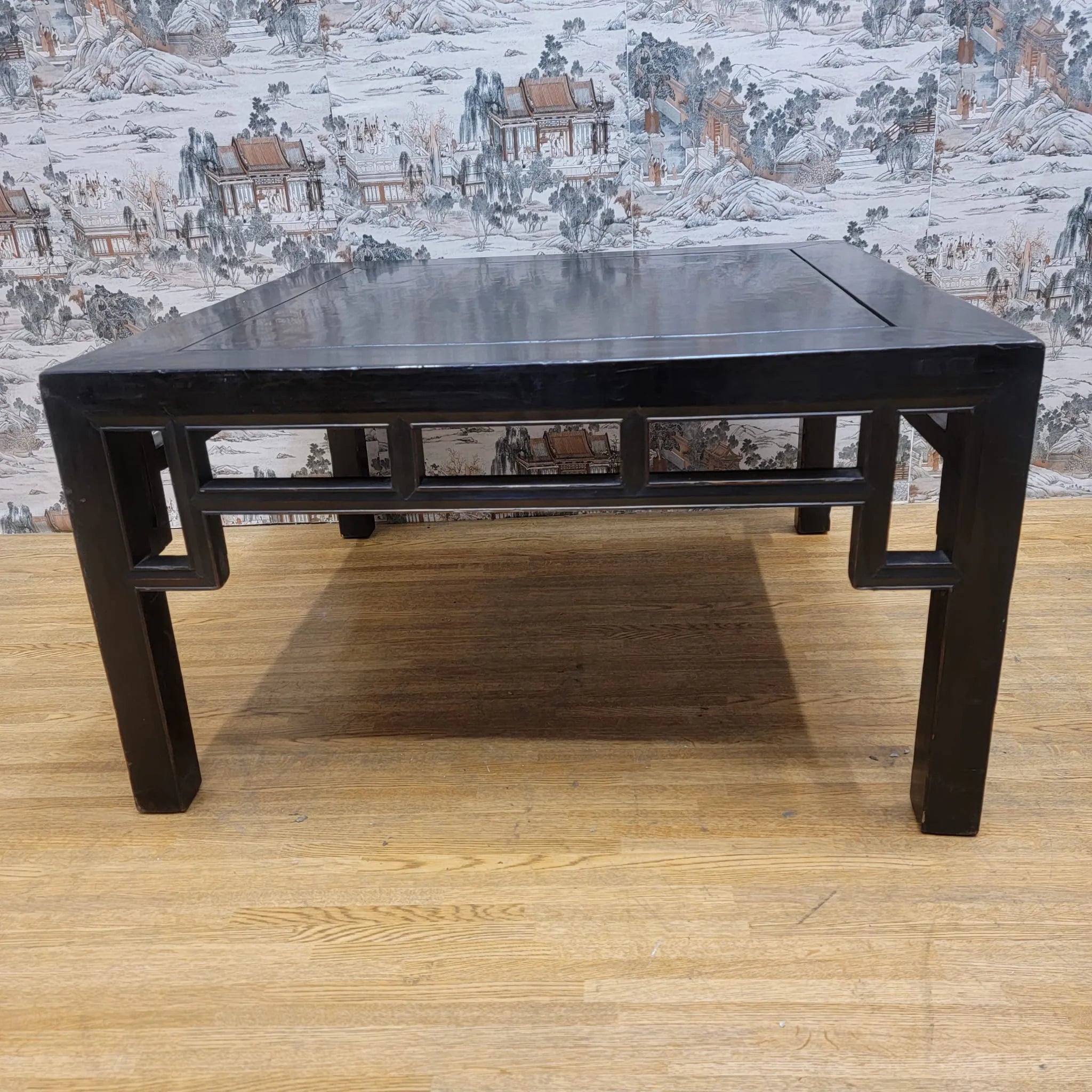 Vintage Shanxi Province Elm Coffee Table with Carved Apron